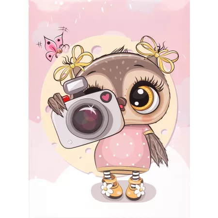 Dětské fotoalbum, 10x15, zasunovací B-46200SB Camera Owl  2 růžové PL