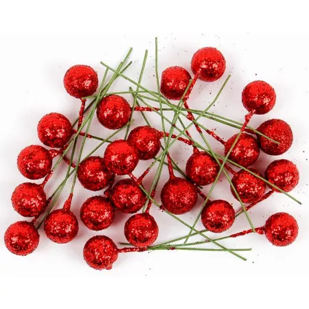 Cesmína ovoce 12 cm červené glitter