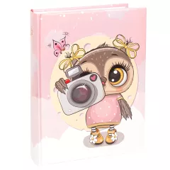 Dětské fotoalbum, 10x15, zasunovací B-46200SB Camera Owl  2 růžové PL