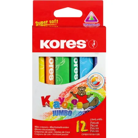 Pastelky Jumbo voskové - 12 barev trojhranné KORES