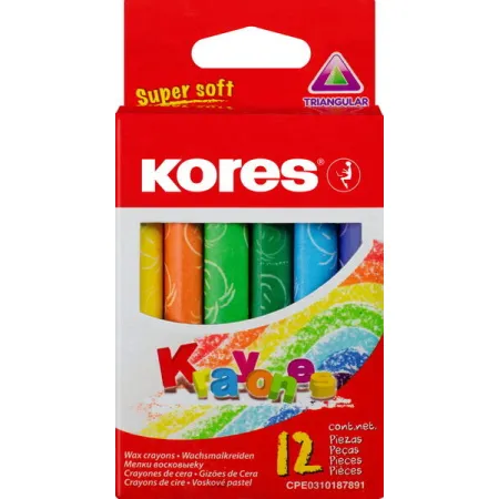 Pastelky voskové - 12 barev trojhranné KORES