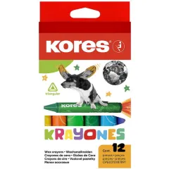Pastelky voskové 12 trojhranné Kores