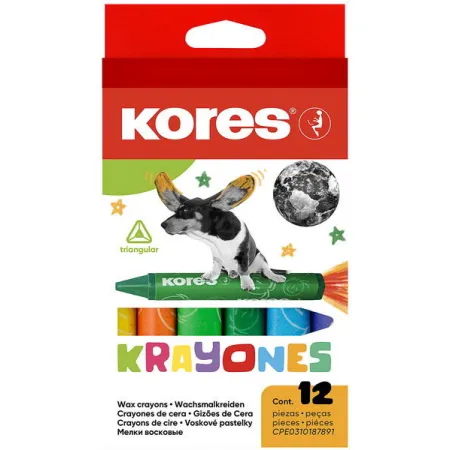 Pastelky voskové 12 trojhranné Kores