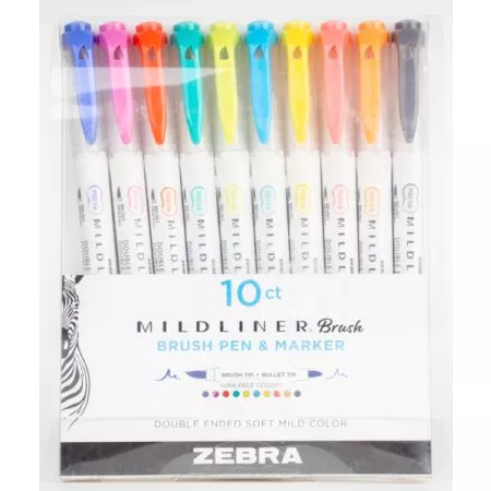 Popisovač Mildliner Brush 10 barev