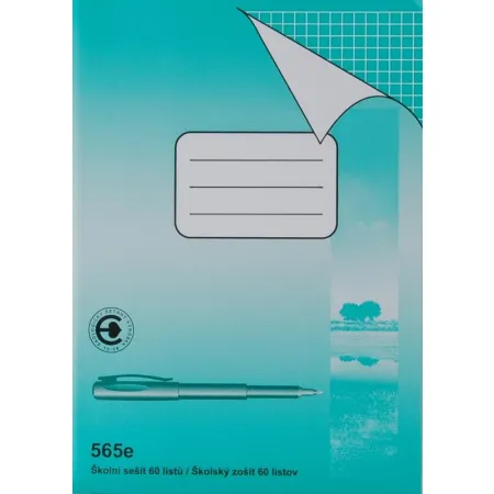 Školní sešit 565, formát A5, 60 listů, čtverečky 5 x 5 mm, recyklovaný